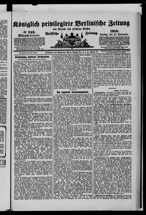 Königlich privilegirte Berlinische Zeitung von Staats- und gelehrten Sachen vom 18.11.1910