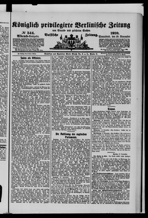 Königlich privilegirte Berlinische Zeitung von Staats- und gelehrten Sachen vom 19.11.1910