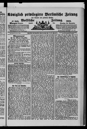 Königlich privilegirte Berlinische Zeitung von Staats- und gelehrten Sachen vom 20.11.1910