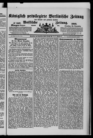 Königlich privilegirte Berlinische Zeitung von Staats- und gelehrten Sachen vom 22.11.1910