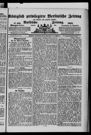 Königlich privilegirte Berlinische Zeitung von Staats- und gelehrten Sachen vom 24.11.1910