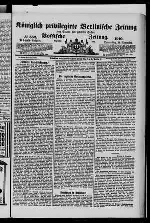 Königlich privilegirte Berlinische Zeitung von Staats- und gelehrten Sachen vom 24.11.1910