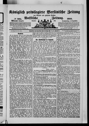 Königlich privilegirte Berlinische Zeitung von Staats- und gelehrten Sachen on Dec 1, 1910