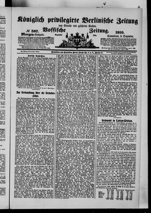 Königlich privilegirte Berlinische Zeitung von Staats- und gelehrten Sachen vom 03.12.1910