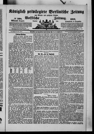 Königlich privilegirte Berlinische Zeitung von Staats- und gelehrten Sachen vom 03.12.1910