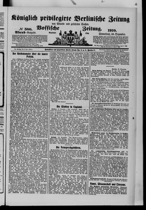 Königlich privilegirte Berlinische Zeitung von Staats- und gelehrten Sachen vom 10.12.1910