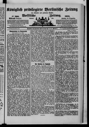 Königlich privilegirte Berlinische Zeitung von Staats- und gelehrten Sachen vom 16.12.1910