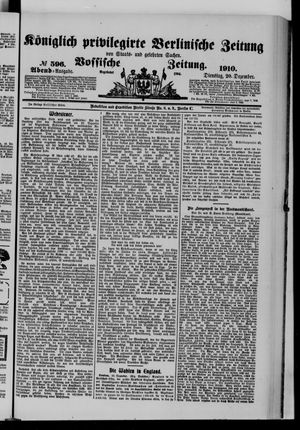 Königlich privilegirte Berlinische Zeitung von Staats- und gelehrten Sachen on Dec 20, 1910
