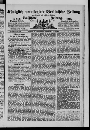 Königlich privilegirte Berlinische Zeitung von Staats- und gelehrten Sachen vom 31.12.1910