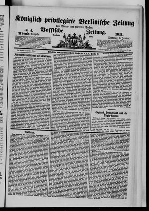 Königlich privilegirte Berlinische Zeitung von Staats- und gelehrten Sachen on Jan 3, 1911