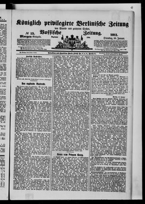 Königlich privilegirte Berlinische Zeitung von Staats- und gelehrten Sachen vom 10.01.1911