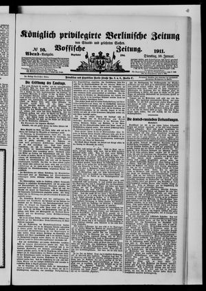 Königlich privilegirte Berlinische Zeitung von Staats- und gelehrten Sachen vom 10.01.1911