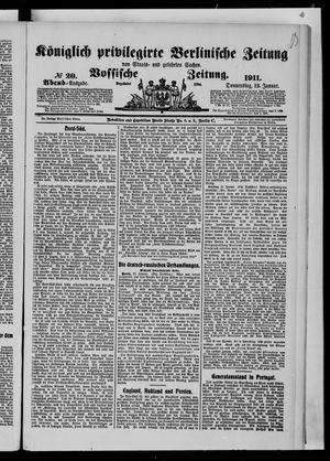 Königlich privilegirte Berlinische Zeitung von Staats- und gelehrten Sachen on Jan 12, 1911