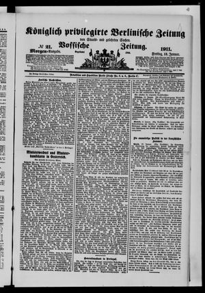 Königlich privilegirte Berlinische Zeitung von Staats- und gelehrten Sachen vom 13.01.1911