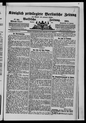 Königlich privilegirte Berlinische Zeitung von Staats- und gelehrten Sachen vom 14.01.1911