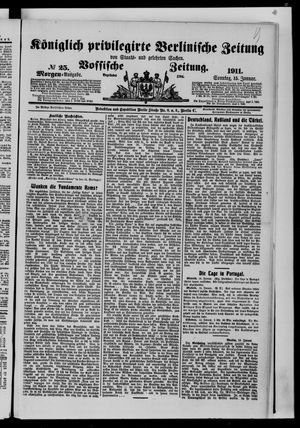Königlich privilegirte Berlinische Zeitung von Staats- und gelehrten Sachen vom 15.01.1911