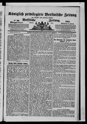 Königlich privilegirte Berlinische Zeitung von Staats- und gelehrten Sachen vom 18.01.1911