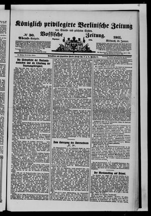 Königlich privilegirte Berlinische Zeitung von Staats- und gelehrten Sachen vom 18.01.1911