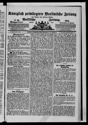 Königlich privilegirte Berlinische Zeitung von Staats- und gelehrten Sachen vom 19.01.1911