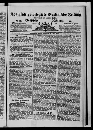 Königlich privilegirte Berlinische Zeitung von Staats- und gelehrten Sachen vom 21.01.1911