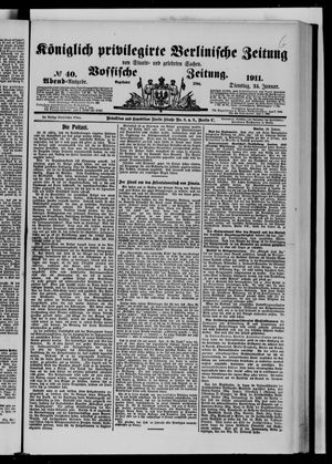 Königlich privilegirte Berlinische Zeitung von Staats- und gelehrten Sachen vom 24.01.1911