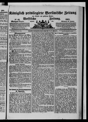Königlich privilegirte Berlinische Zeitung von Staats- und gelehrten Sachen on Jan 25, 1911