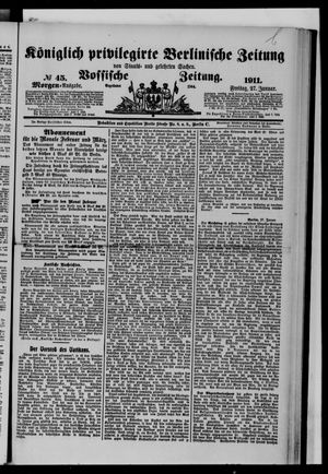 Königlich privilegirte Berlinische Zeitung von Staats- und gelehrten Sachen vom 27.01.1911