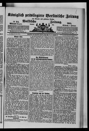 Königlich privilegirte Berlinische Zeitung von Staats- und gelehrten Sachen on Feb 1, 1911