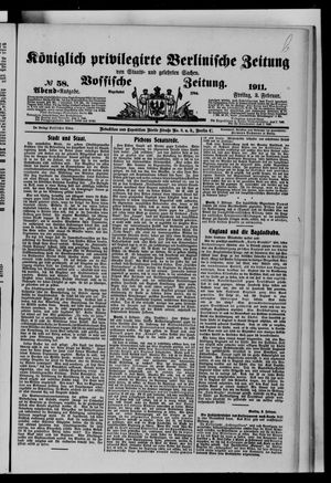 Königlich privilegirte Berlinische Zeitung von Staats- und gelehrten Sachen on Feb 3, 1911