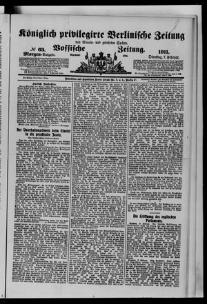 Königlich privilegirte Berlinische Zeitung von Staats- und gelehrten Sachen on Feb 7, 1911