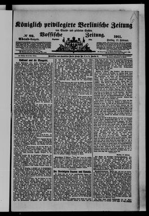 Königlich privilegirte Berlinische Zeitung von Staats- und gelehrten Sachen vom 17.02.1911