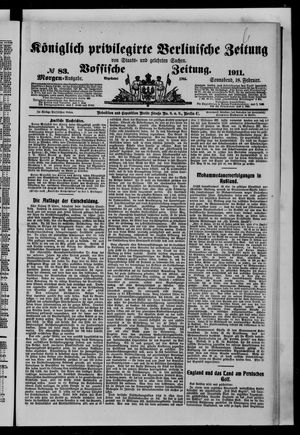 Königlich privilegirte Berlinische Zeitung von Staats- und gelehrten Sachen vom 18.02.1911