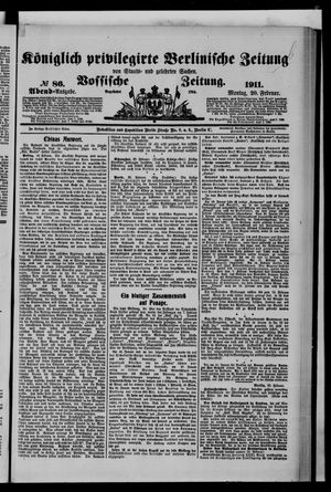 Königlich privilegirte Berlinische Zeitung von Staats- und gelehrten Sachen vom 20.02.1911