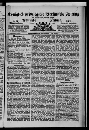 Königlich privilegirte Berlinische Zeitung von Staats- und gelehrten Sachen on Feb 23, 1911