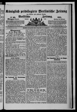 Königlich privilegirte Berlinische Zeitung von Staats- und gelehrten Sachen vom 24.02.1911