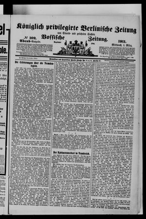 Königlich privilegirte Berlinische Zeitung von Staats- und gelehrten Sachen vom 01.03.1911