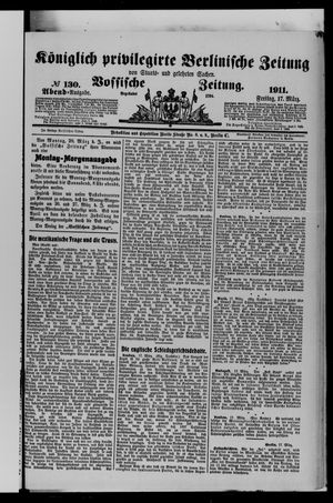 Königlich privilegirte Berlinische Zeitung von Staats- und gelehrten Sachen vom 17.03.1911