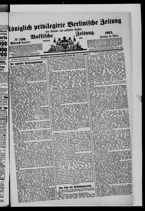 Königlich privilegirte Berlinische Zeitung von Staats- und gelehrten Sachen vom 31.03.1911