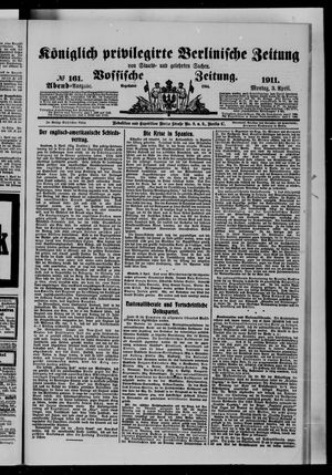 Königlich privilegirte Berlinische Zeitung von Staats- und gelehrten Sachen vom 03.04.1911