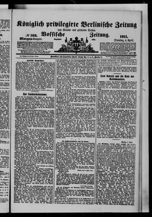 Königlich privilegirte Berlinische Zeitung von Staats- und gelehrten Sachen on Apr 4, 1911