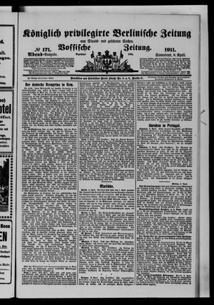 Königlich privilegirte Berlinische Zeitung von Staats- und gelehrten Sachen on Apr 8, 1911