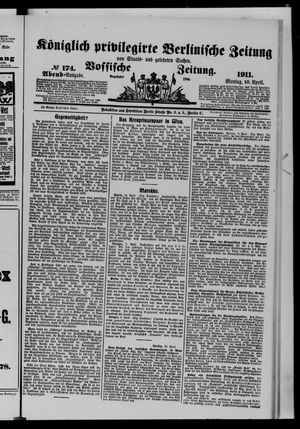 Königlich privilegirte Berlinische Zeitung von Staats- und gelehrten Sachen on Apr 10, 1911