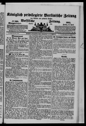 Königlich privilegirte Berlinische Zeitung von Staats- und gelehrten Sachen on Apr 21, 1911