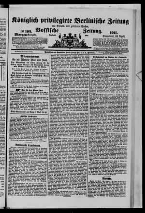 Königlich privilegirte Berlinische Zeitung von Staats- und gelehrten Sachen vom 22.04.1911