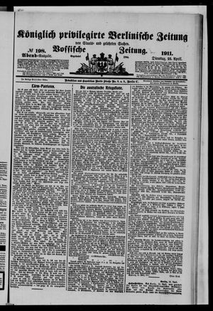 Königlich privilegirte Berlinische Zeitung von Staats- und gelehrten Sachen on Apr 25, 1911
