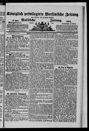 Königlich privilegirte Berlinische Zeitung von Staats- und gelehrten Sachen vom 27.04.1911