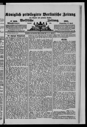 Königlich privilegirte Berlinische Zeitung von Staats- und gelehrten Sachen vom 27.04.1911