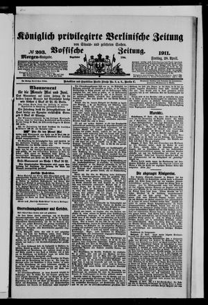 Königlich privilegirte Berlinische Zeitung von Staats- und gelehrten Sachen on Apr 28, 1911