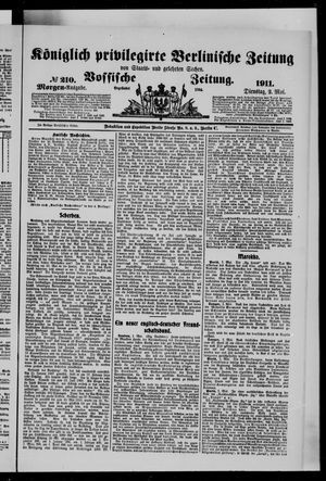 Königlich privilegirte Berlinische Zeitung von Staats- und gelehrten Sachen vom 02.05.1911