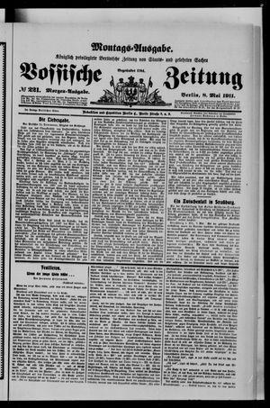 Königlich privilegirte Berlinische Zeitung von Staats- und gelehrten Sachen on May 8, 1911